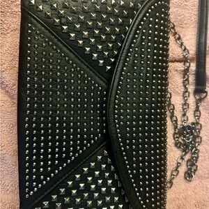 Studded Black Chain Clutch